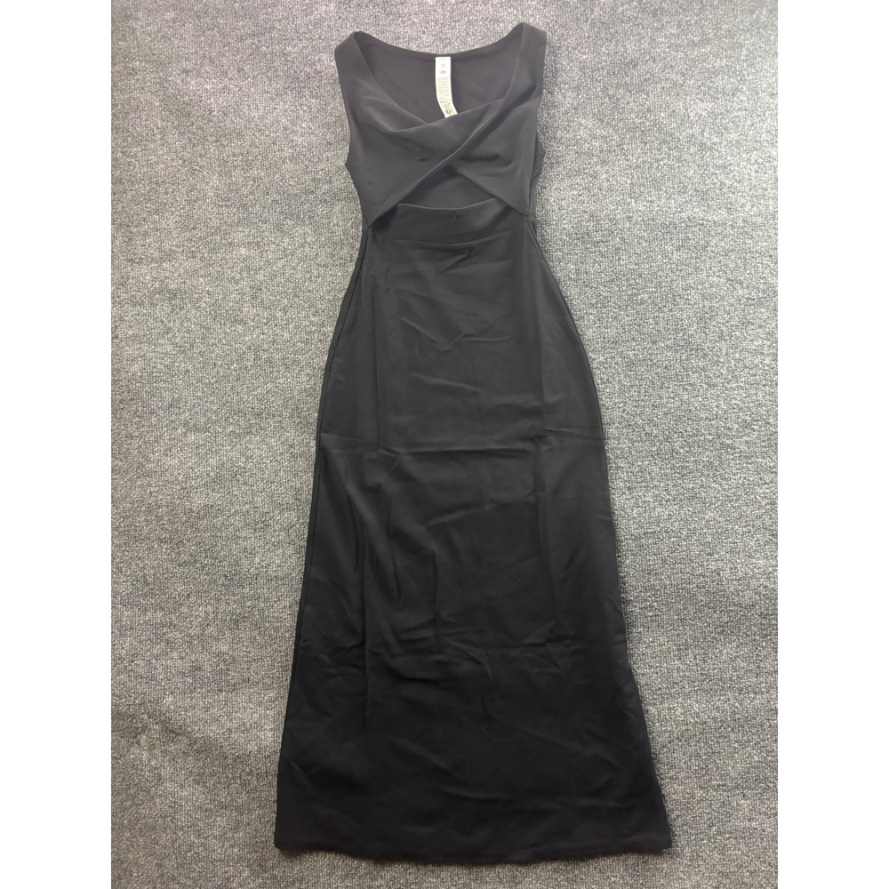 Lululemon Maxi Dress Womens XXS Black Nulu Front-Twist Cut-Out LW1FKZS